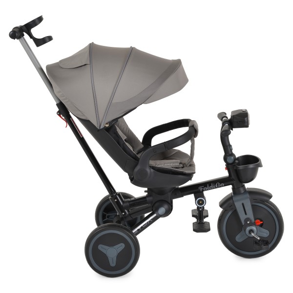 Tricicleta Pliabila Byox FoldiGo Grey, Șezut Rotativ 360°, 2 Moduri, Copertină 3 Secțiuni, 12-60 Luni