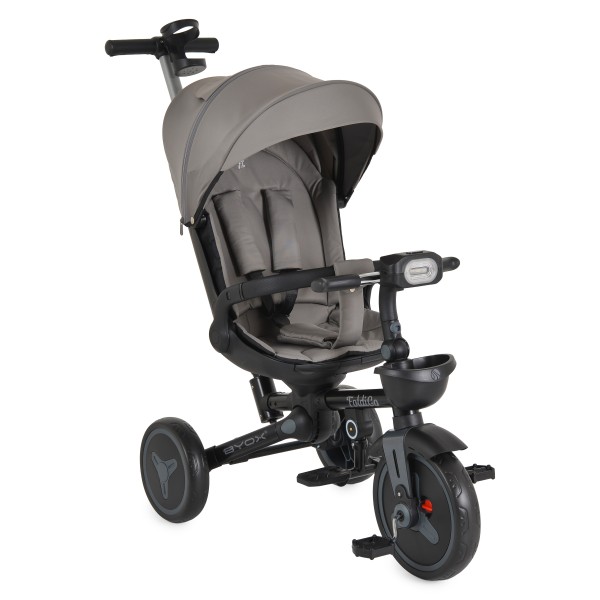 Tricicleta Pliabila Byox FoldiGo Grey, Șezut Rotativ 360°, 2 Moduri, Copertină 3 Secțiuni, 12-60 Luni