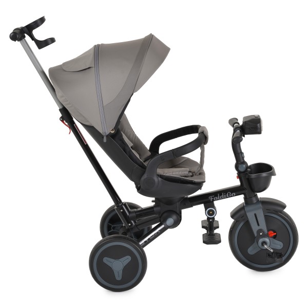 Tricicleta Pliabila Byox FoldiGo Grey, Șezut Rotativ 360°, 2 Moduri, Copertină 3 Secțiuni, 12-60 Luni