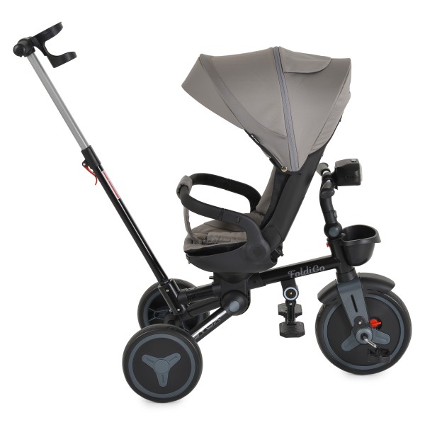 Tricicleta Pliabila Byox FoldiGo Grey, Șezut Rotativ 360°, 2 Moduri, Copertină 3 Secțiuni, 12-60 Luni
