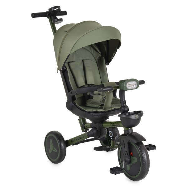 Tricicleta Pliabila Byox FoldiGo Green, Șezut Rotativ 360°, 2 Moduri, Copertină 3 Secțiuni, 12-60 Luni