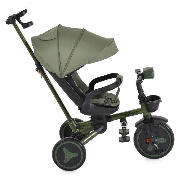 Tricicleta Pliabila Byox FoldiGo Green, Șezut Rotativ 360°, 2 Moduri, Copertină 3 Secțiuni, 12-60 Luni