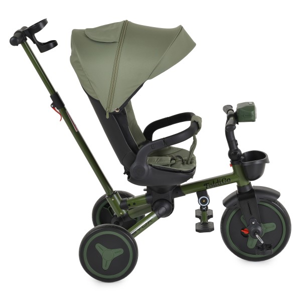 Tricicleta Pliabila Byox FoldiGo Green, Șezut Rotativ 360°, 2 Moduri, Copertină 3 Secțiuni, 12-60 Luni