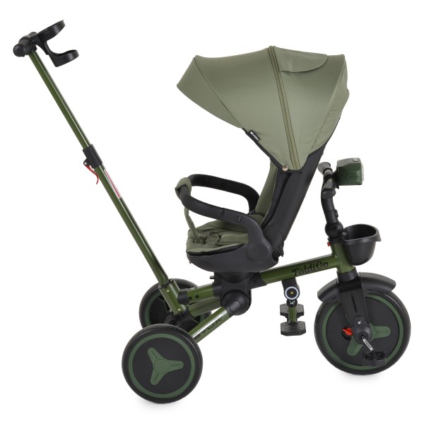 Tricicleta Pliabila Byox FoldiGo Green, Șezut Rotativ 360°, 2 Moduri, Copertină 3 Secțiuni, 12-60 Luni