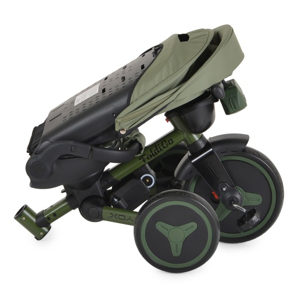 Tricicleta Pliabila Byox FoldiGo Green, Șezut Rotativ 360°, 2 Moduri, Copertină 3 Secțiuni, 12-60 Luni