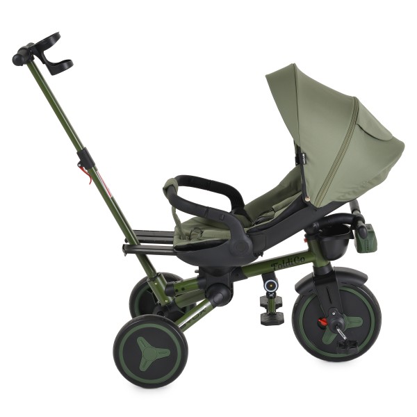 Tricicleta Pliabila Byox FoldiGo Green, Șezut Rotativ 360°, 2 Moduri, Copertină 3 Secțiuni, 12-60 Luni