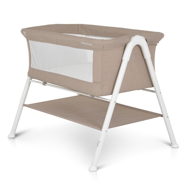 Pătuț Bebeluș Moni Kalinihta Beige, Pliabil, 2 Ferestre Plasă, Plasă Insecte, Raft Textil, 0 Luni+