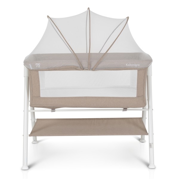 Pătuț Bebeluș Moni Kalinihta Beige, Pliabil, 2 Ferestre Plasă, Plasă Insecte, Raft Textil, 0 Luni+