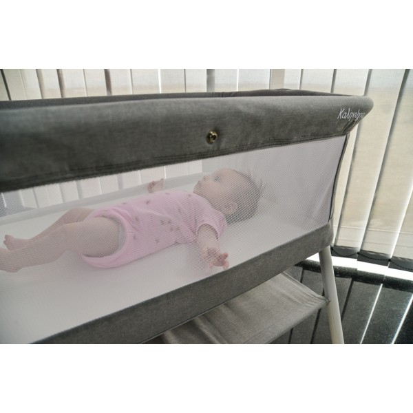 Pătuț Bebeluș Moni Kalinihta Beige, Pliabil, 2 Ferestre Plasă, Plasă Insecte, Raft Textil, 0 Luni+