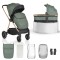 Cărucior 2în1 Cangaroo Hydra Green, Aluminiu, Coșuleț Nou-Născut, Ham 5 Puncte, Adaptor Maxi-Cosi, 0-4 Ani
