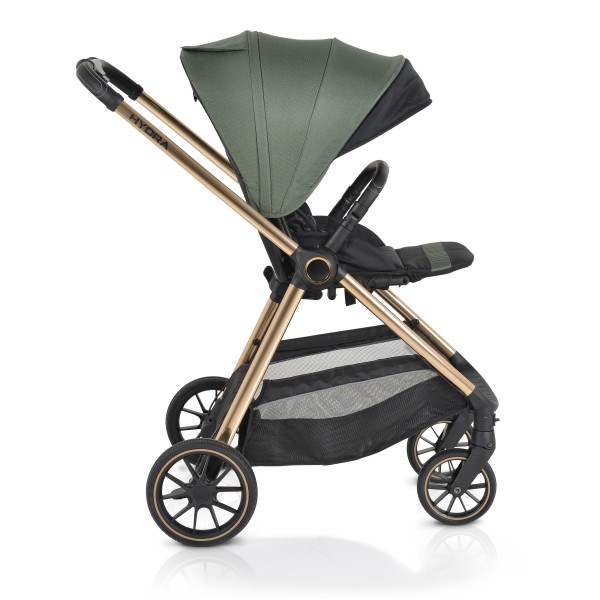 Cărucior 2în1 Cangaroo Hydra Green, Aluminiu, Coșuleț Nou-Născut, Ham 5 Puncte, Adaptor Maxi-Cosi, 0-4 Ani