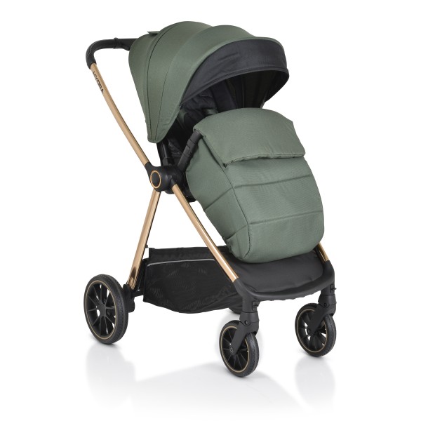 Cărucior 2în1 Cangaroo Hydra Green, Aluminiu, Coșuleț Nou-Născut, Ham 5 Puncte, Adaptor Maxi-Cosi, 0-4 Ani