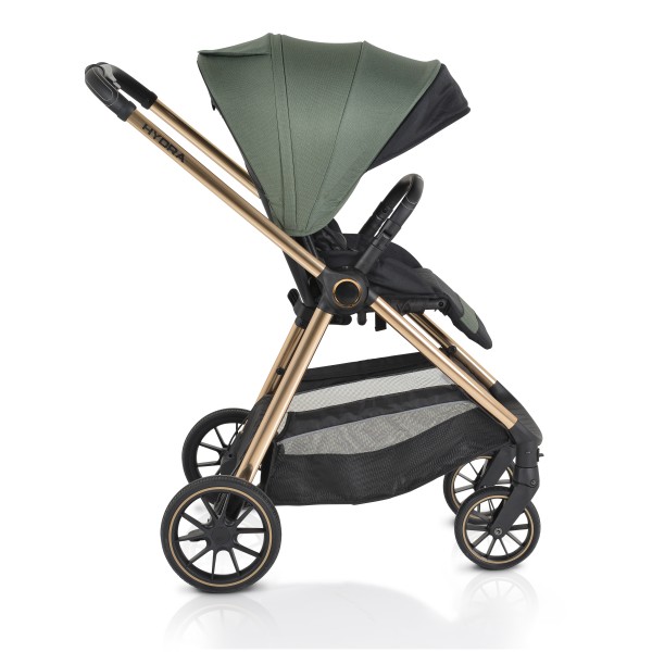 Cărucior 2în1 Cangaroo Hydra Green, Aluminiu, Coșuleț Nou-Născut, Ham 5 Puncte, Adaptor Maxi-Cosi, 0-4 Ani