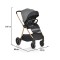 Cărucior 2în1 Cangaroo Hydra Grey, Aluminiu, Coșuleț Nou-Născut, Ham 5 Puncte, Adaptor Maxi-Cosi, 0-4 Ani