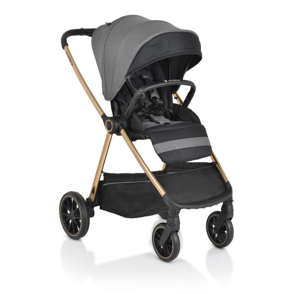 Cărucior 2în1 Cangaroo Hydra Grey, Aluminiu, Coșuleț Nou-Născut, Ham 5 Puncte, Adaptor Maxi-Cosi, 0-4 Ani