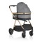 Cărucior 2în1 Cangaroo Hydra Grey, Aluminiu, Coșuleț Nou-Născut, Ham 5 Puncte, Adaptor Maxi-Cosi, 0-4 Ani