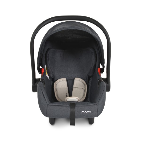 Scaun auto pentru bebeluși Moni Trio Beige – 40-87 cm, cu fața la direcția de mers, centură 3 puncte, copertină pliabilă și adaptoare incluse