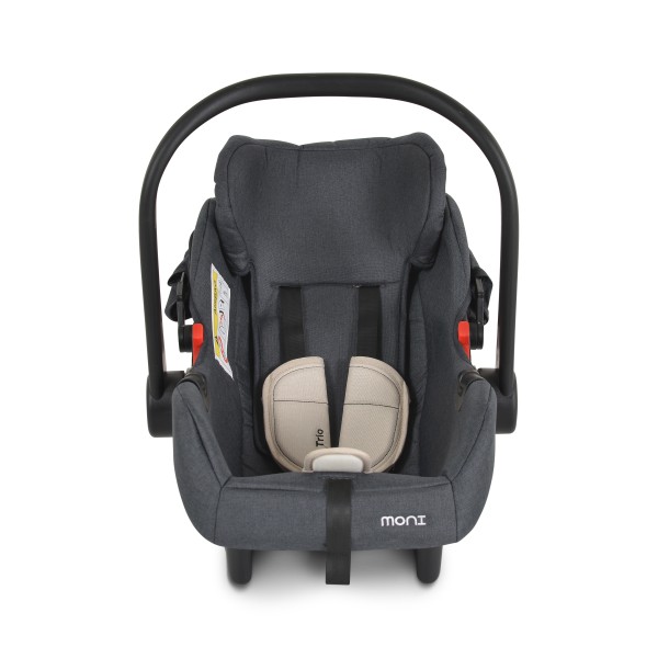Scaun auto pentru bebeluși Moni Trio Beige – 40-87 cm, cu fața la direcția de mers, centură 3 puncte, copertină pliabilă și adaptoare incluse