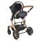 Scaun auto pentru bebeluși Moni Trio Beige – 40-87 cm, cu fața la direcția de mers, centură 3 puncte, copertină pliabilă și adaptoare incluse