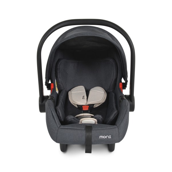 Scaun auto pentru bebeluși Moni Trio Beige – 40-87 cm, cu fața la direcția de mers, centură 3 puncte, copertină pliabilă și adaptoare incluse