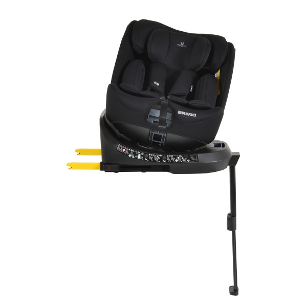 Scaun Auto Cangaroo Bravo Black I-Size, ISOFIX, Rotativ 360°, SPS Lateral, 10 Poziții Tetieră, 40-150 cm
