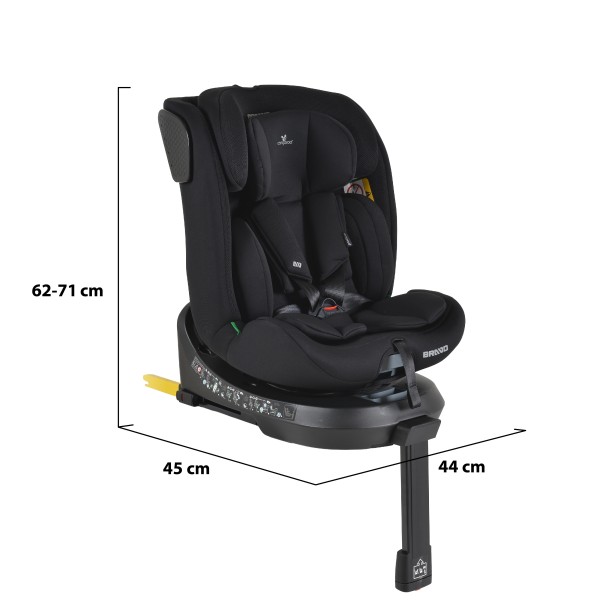 Scaun Auto Cangaroo Bravo Black I-Size, ISOFIX, Rotativ 360°, SPS Lateral, 10 Poziții Tetieră, 40-150 cm