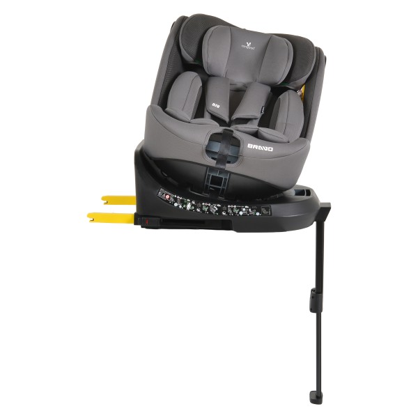 Scaun Auto Cangaroo Bravo Grey I-Size, ISOFIX, Rotativ 360°, SPS Lateral, 10 Poziții Tetieră, 40-150 cm