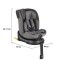 Scaun Auto Cangaroo Bravo Grey I-Size, ISOFIX, Rotativ 360°, SPS Lateral, 10 Poziții Tetieră, 40-150 cm