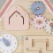 Tablă Educativă Montessori din Lemn Moni Toys, Casă de Fermă, Moară, Roți Dințate, Labirint, 3 Ani+