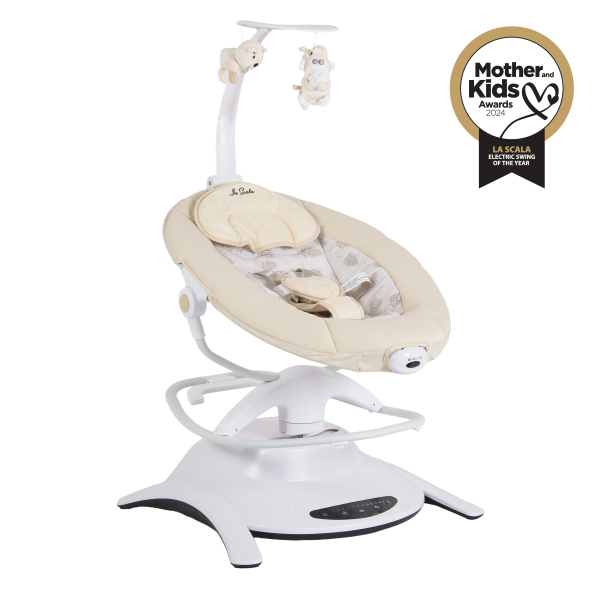 Leagăn Electric Cangaroo La Scala Beige, 6 Moduri, 5 Viteze, Rotativ 360°, Telecomandă, 12 Melodii, 0-9 kg