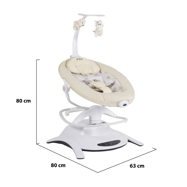 Leagăn Electric Cangaroo La Scala Beige, 6 Moduri, 5 Viteze, Rotativ 360°, Telecomandă, 12 Melodii, 0-9 kg