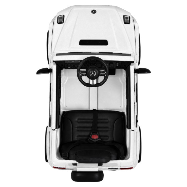 Mașină Electrică Mercedes-Benz G580 White pentru Copii, 12V, Telecomandă 2.4 GHz, Bluetooth, Scaun din Piele, Anvelope EVA, 3-8 Ani