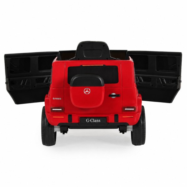 Mașină Electrică Mercedes-Benz G580 Red pentru Copii, 12V, Telecomandă 2.4 GHz, Bluetooth, Scaun din Piele, Anvelope EVA, 3-8 Ani