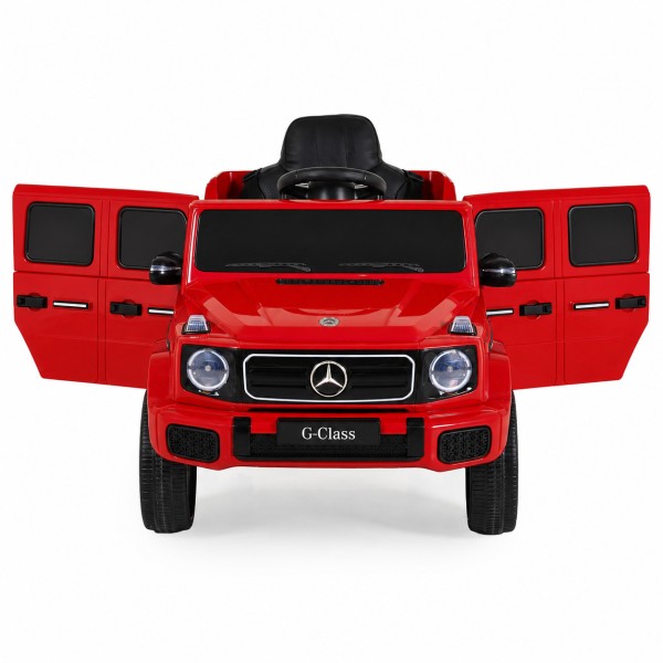 Mașină Electrică Mercedes-Benz G580 Red pentru Copii, 12V, Telecomandă 2.4 GHz, Bluetooth, Scaun din Piele, Anvelope EVA, 3-8 Ani