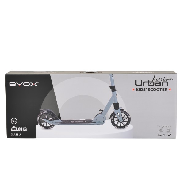 Trotinetă Pliabilă Byox Urban Junior Blue, Roți LED 180mm, Suspensie Față, Rulmenți ABEC-7, Ghidon Reglabil, 6-12 Ani, Max 80 kg