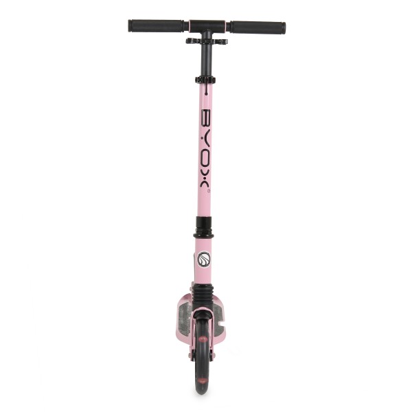 Trotinetă Pliabilă Byox Urban Junior Pink, Roți LED 180mm, Suspensie Față, Rulmenți ABEC-7, Ghidon Reglabil, 6-12 Ani, Max 80 kg