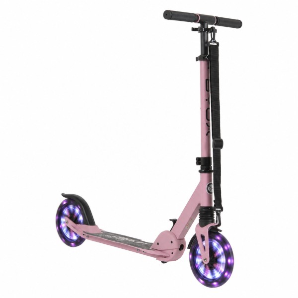 Trotinetă Pliabilă Byox Urban Junior Pink, Roți LED 180mm, Suspensie Față, Rulmenți ABEC-7, Ghidon Reglabil, 6-12 Ani, Max 80 kg