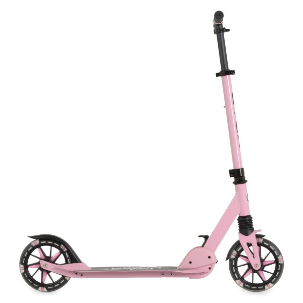 Trotinetă Pliabilă Byox Urban Junior Pink, Roți LED 180mm, Suspensie Față, Rulmenți ABEC-7, Ghidon Reglabil, 6-12 Ani, Max 80 kg