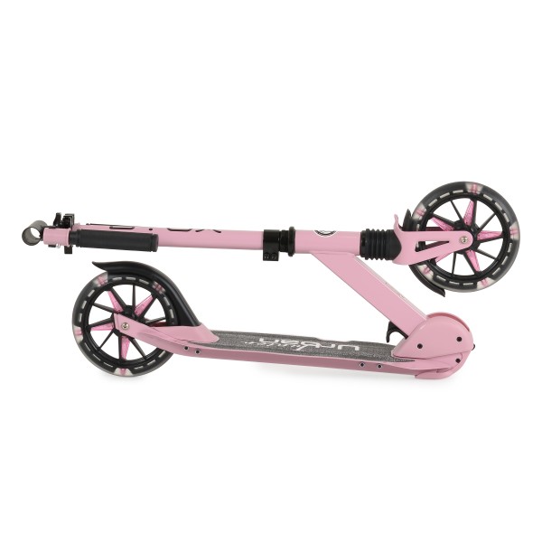 Trotinetă Pliabilă Byox Urban Junior Pink, Roți LED 180mm, Suspensie Față, Rulmenți ABEC-7, Ghidon Reglabil, 6-12 Ani, Max 80 kg