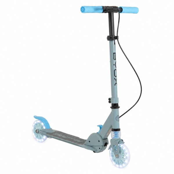 Trotinetă Pliabilă Byox ManiaPro Blue, Roți LED 125mm, Frână Dublă, Suspensie Față, Ghidon Reglabil, 5+ Ani, Max 50 kg