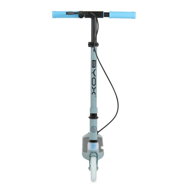 Trotinetă Pliabilă Byox ManiaPro Blue, Roți LED 125mm, Frână Dublă, Suspensie Față, Ghidon Reglabil, 5+ Ani, Max 50 kg