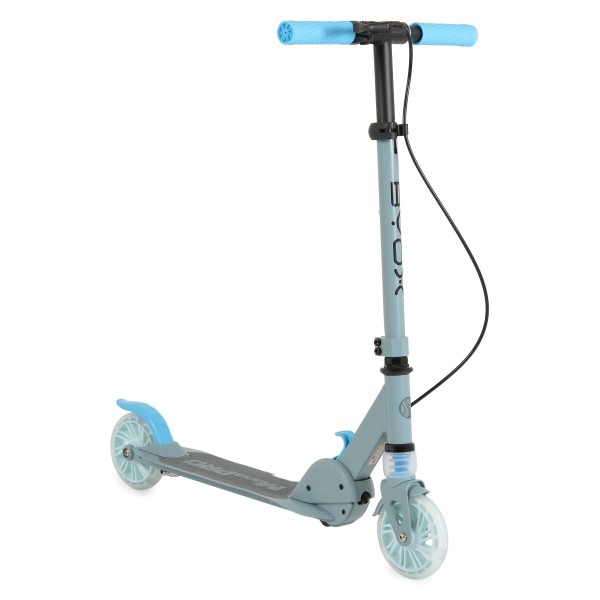 Trotinetă Pliabilă Byox ManiaPro Blue, Roți LED 125mm, Frână Dublă, Suspensie Față, Ghidon Reglabil, 5+ Ani, Max 50 kg