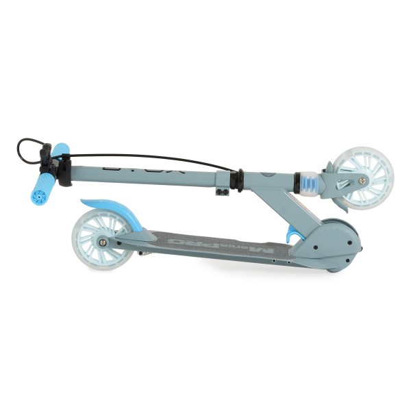 Trotinetă Pliabilă Byox ManiaPro Blue, Roți LED 125mm, Frână Dublă, Suspensie Față, Ghidon Reglabil, 5+ Ani, Max 50 kg