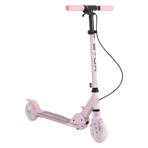 Trotinetă Pliabilă Byox ManiaPro Pink, Roți LED 125mm, Frână Dublă, Suspensie Față, Ghidon Reglabil, 5+ Ani, Max 50 kg