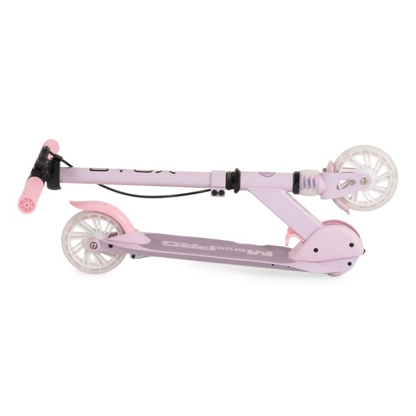 Trotinetă Pliabilă Byox ManiaPro Pink, Roți LED 125mm, Frână Dublă, Suspensie Față, Ghidon Reglabil, 5+ Ani, Max 50 kg