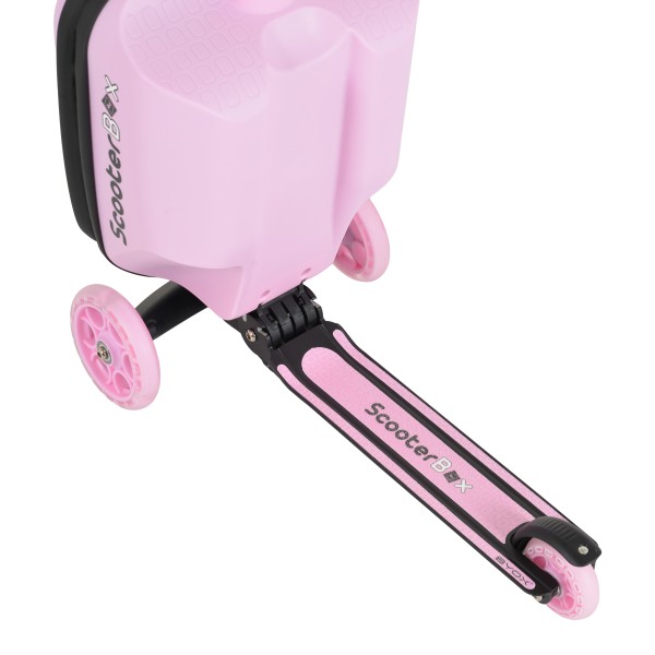Trotinetă 2în1 Byox ScooterBox Pink, Geantă Depozitare Extensibilă, Compartiment Desen A5, Roți LED, Ghidon Reglabil, 2-5 Ani