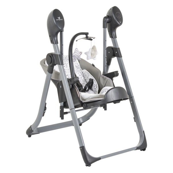 Scaun de Masa 2în1 cu Leagăn Electric Cangaroo Nirvana Grey, 5 Viteze, Telecomandă, 12 Melodii + 5 Sunete, Senzor Mișcare, 0-15 kg