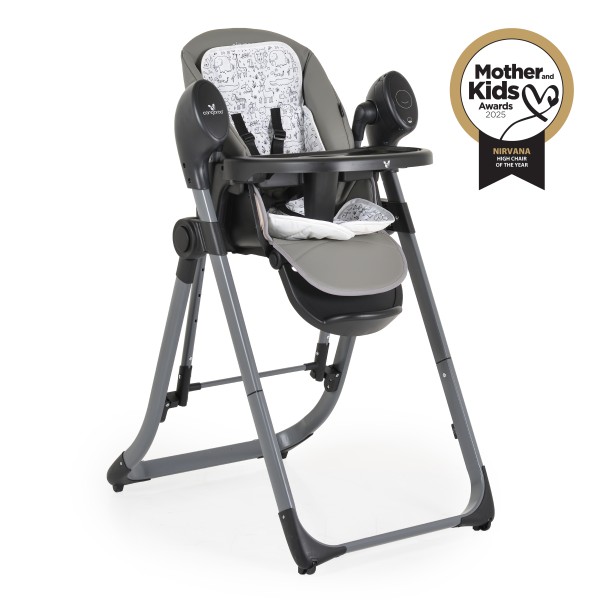 Scaun de Masa 2în1 cu Leagăn Electric Cangaroo Nirvana Grey, 5 Viteze, Telecomandă, 12 Melodii + 5 Sunete, Senzor Mișcare, 0-15 kg