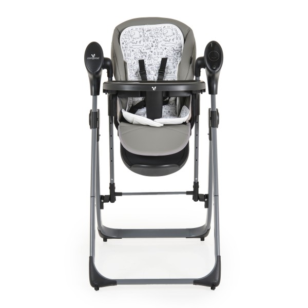 Scaun de Masa 2în1 cu Leagăn Electric Cangaroo Nirvana Grey, 5 Viteze, Telecomandă, 12 Melodii + 5 Sunete, Senzor Mișcare, 0-15 kg