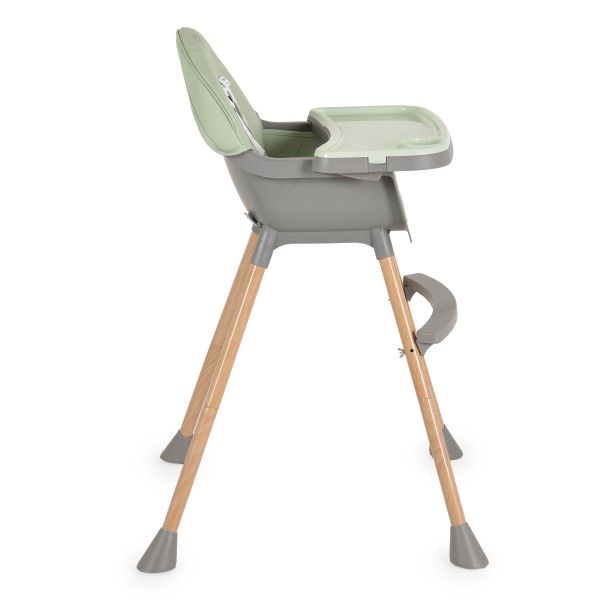 Scaun de Masă 2în1 Moni Biscotti Mint, Tapițerie PU, Ham 5 Puncte, Tavă Dublă Detașabilă, 6 Luni – 20 kg